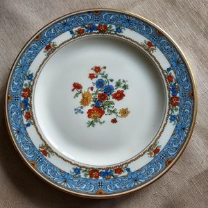 3 Belleek dessert plate salad plate Boulevard by Coxon Belleek vibrant blue gold